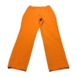 St. John Sport Marie Gray Straight Pants High Rise Size 8 Gold Logo Hardware